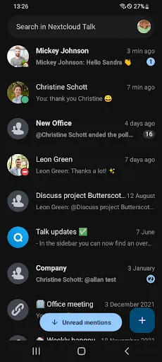Nextcloud Talk स्क्रीनशॉट