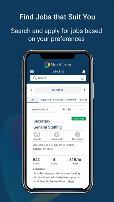 NextCrew Mobile Screenshots