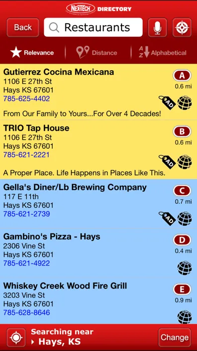 Nex-Tech Phone Directory Screenshots