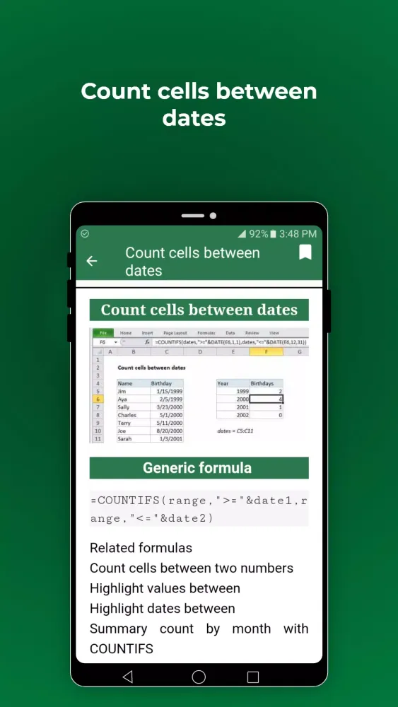 Learn Excel Formula Screenshots