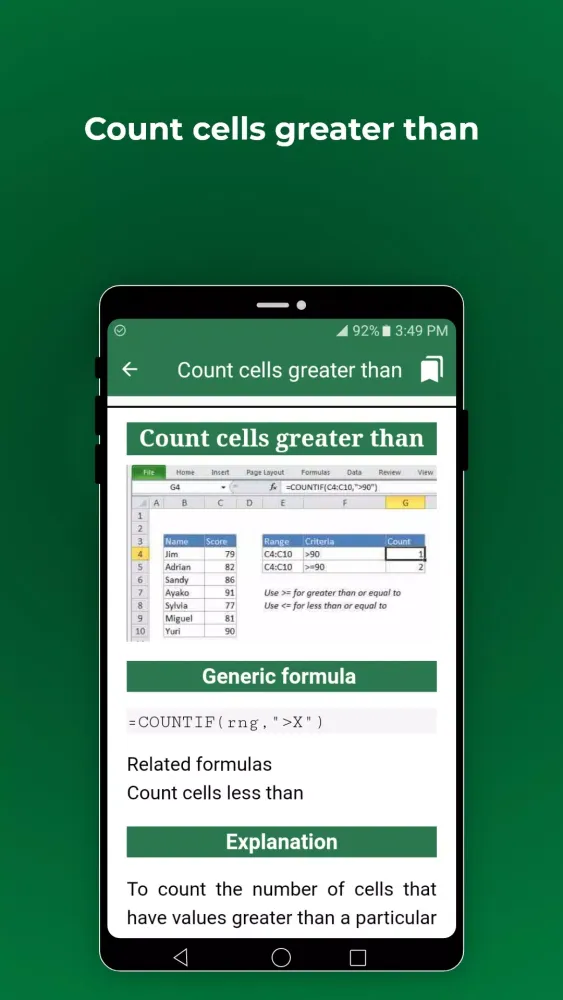 Learn Excel Formula Screenshots