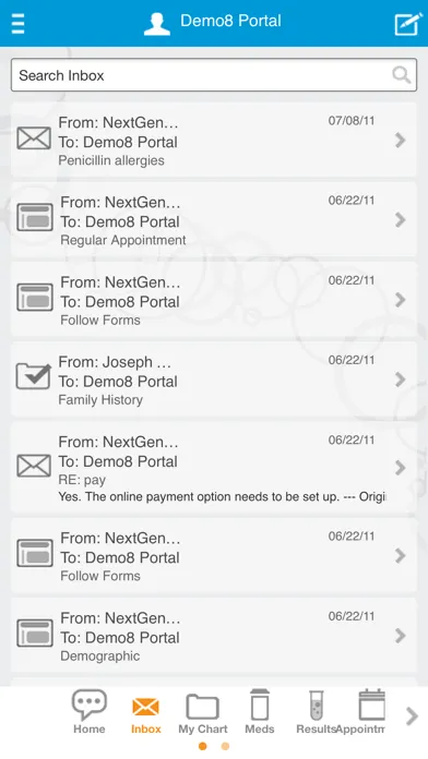 NextGen Patient Portal Screenshots