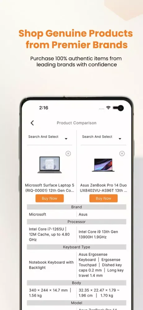 Tangkapan layar Vertech - Online Shopping App