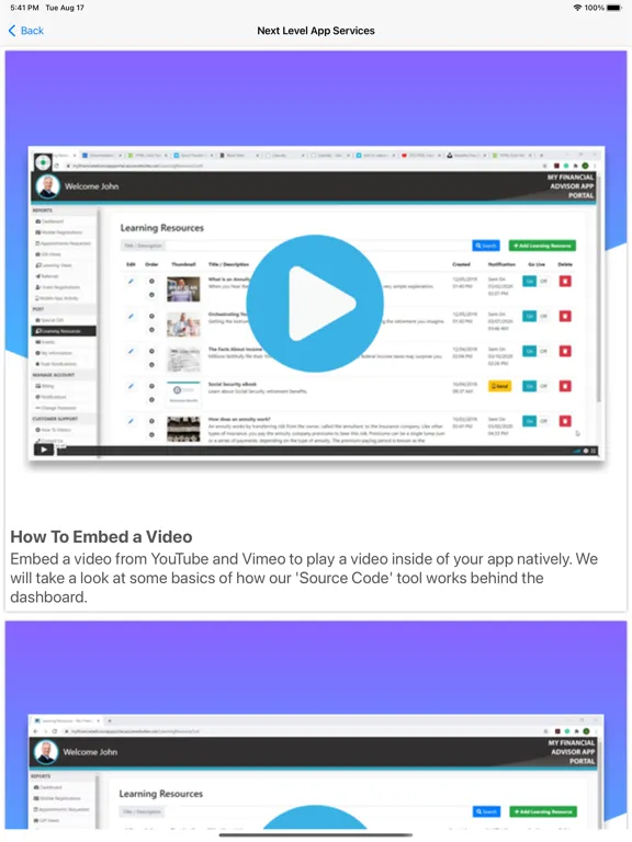 Next Level App Services iPad  سکرین شاٹس