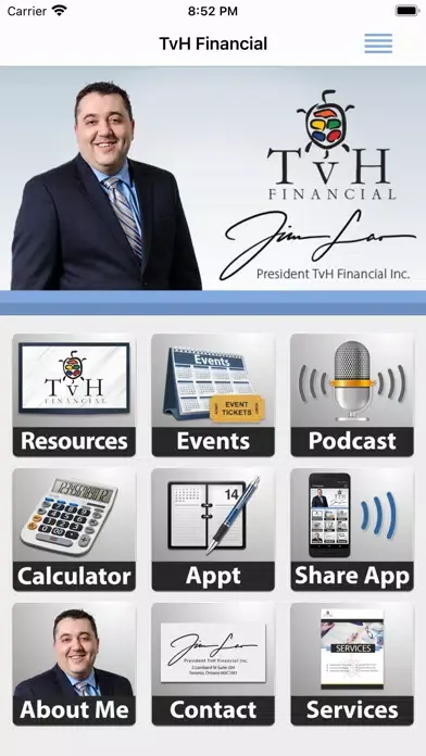 Captures d'écran de TvH Financial