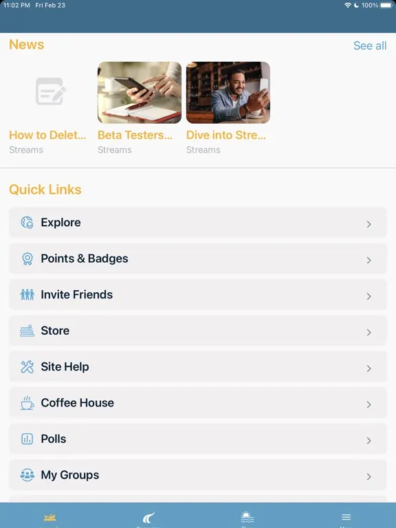 Streams Community iPad  स्क्रीनशॉट
