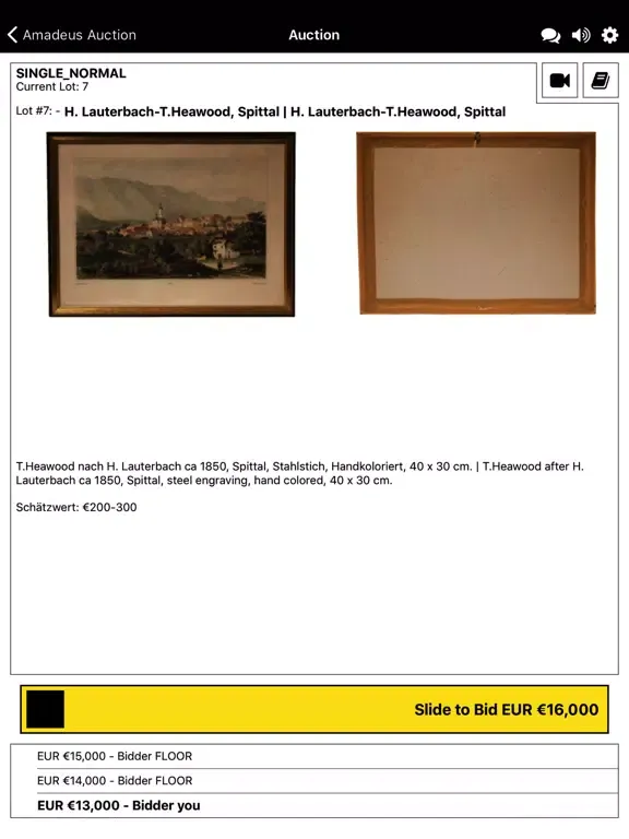 Captures d'écran de Amadeus Auction Live iPad 