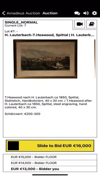 Captures d'écran de Amadeus Auction Live