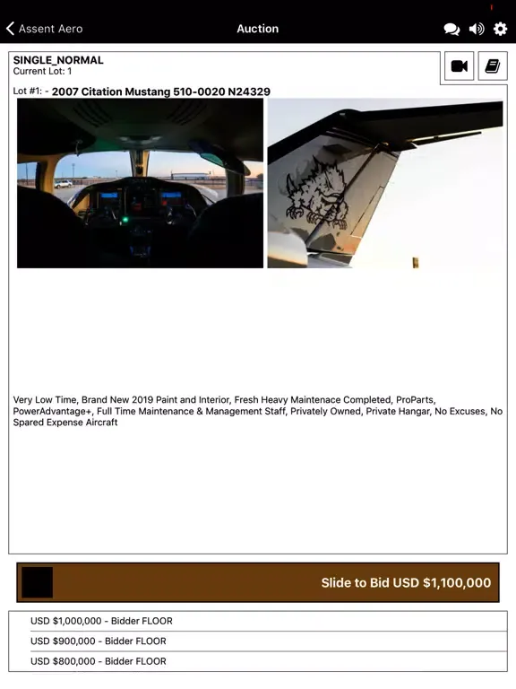 Screenshot di Assent Aero Live Bidding iPad 
