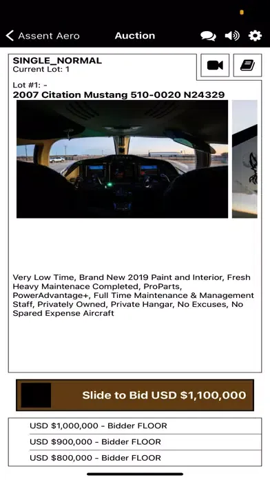 Screenshot di Assent Aero Live Bidding