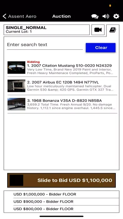 Screenshot di Assent Aero Live Bidding