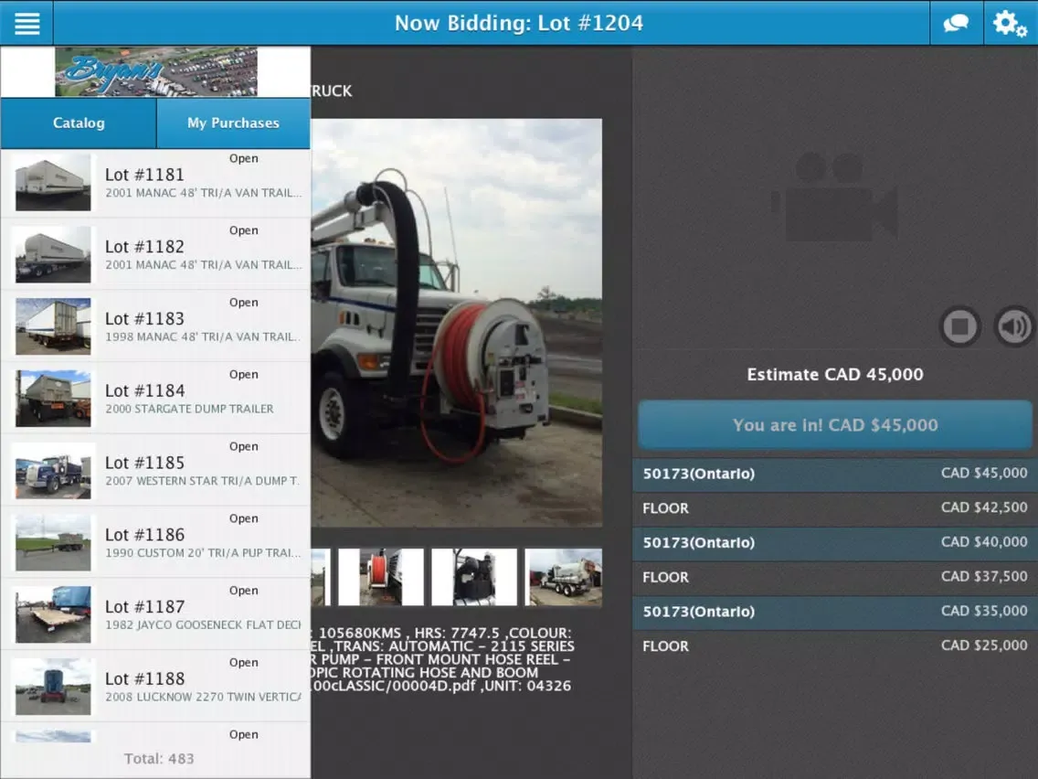 Capturas de pantalla de Bryan's Farm Bidding App iPad 