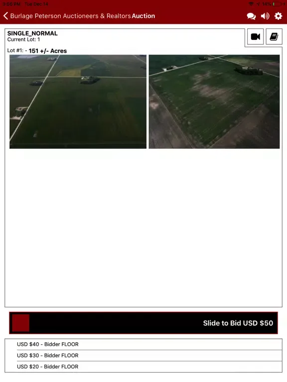 Tangkapan layar Burlage Peterson Live iPad 