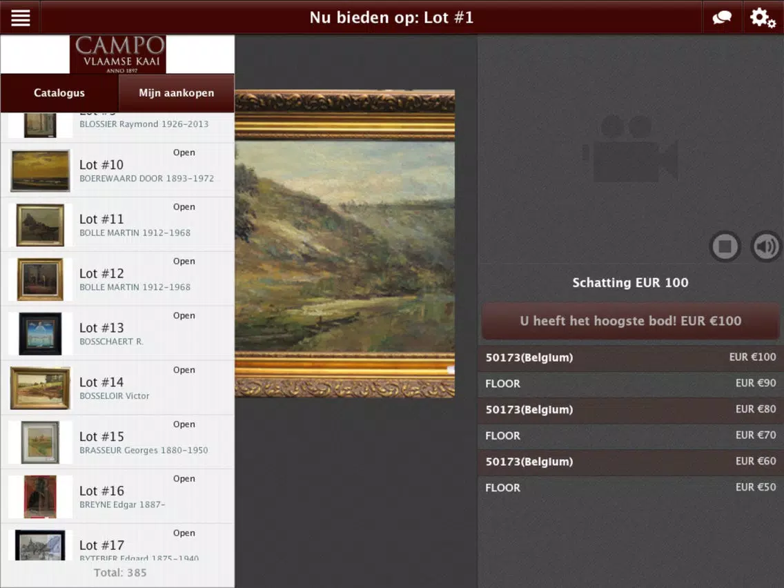 Tangkapan layar Campo Live iPad 