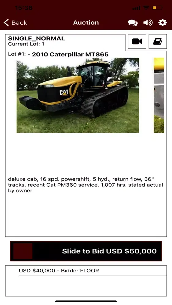 Capturas de tela do Carr Auction Live