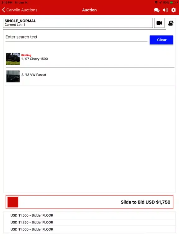 Carwile Auctions Live iPad  স্ক্রিনশট