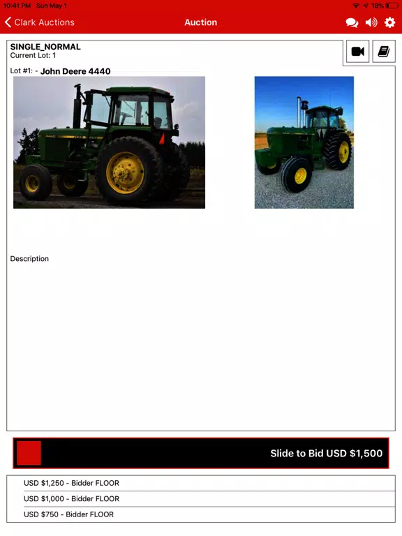 Clark Auctions Live iPad 应用截图