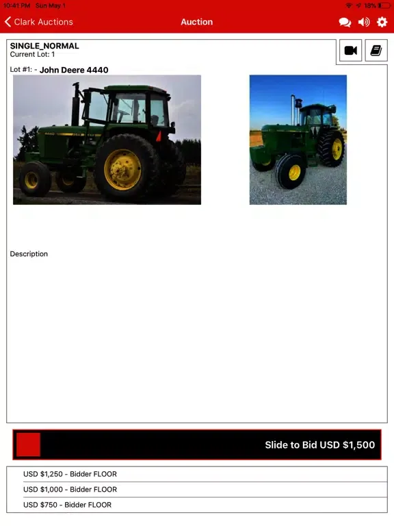Clark Auctions Live iPad  Screenshots