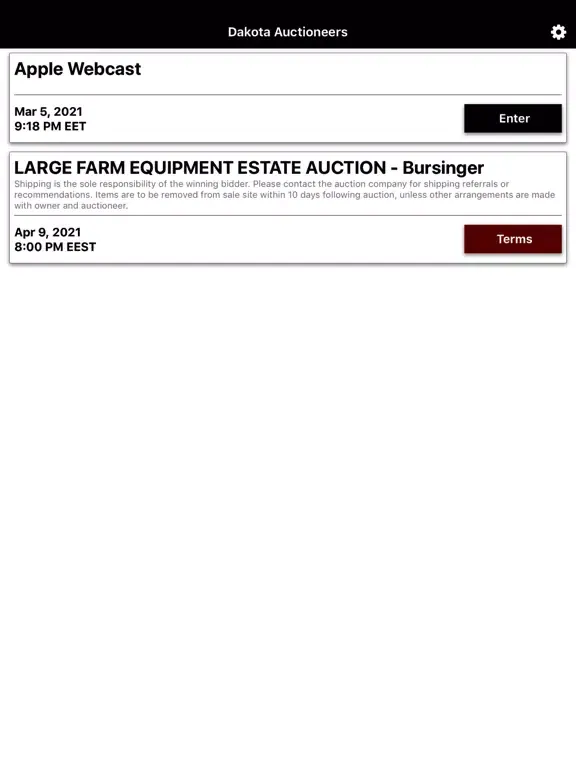 Скриншоты Dakota Auctioneers Live iPad 