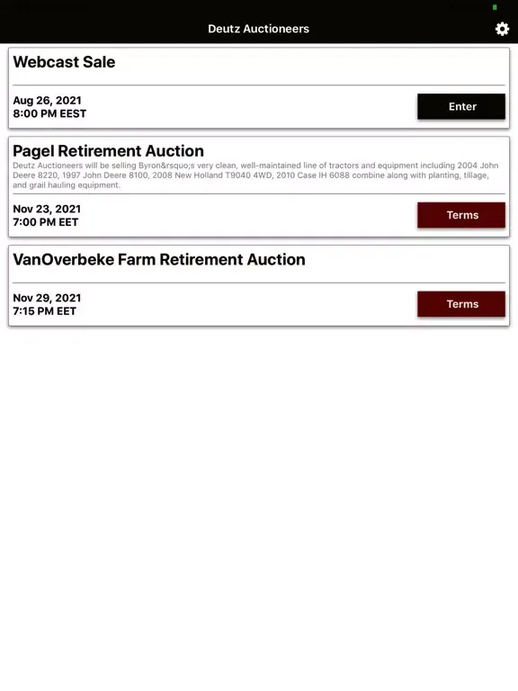 Deutz Auctions Live iPad  スクリーンショット