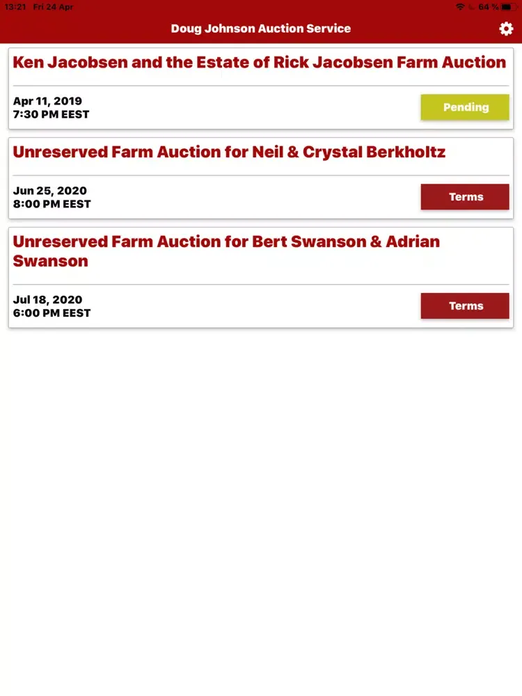 Doug Johnson Auction Service iPad  Screenshots