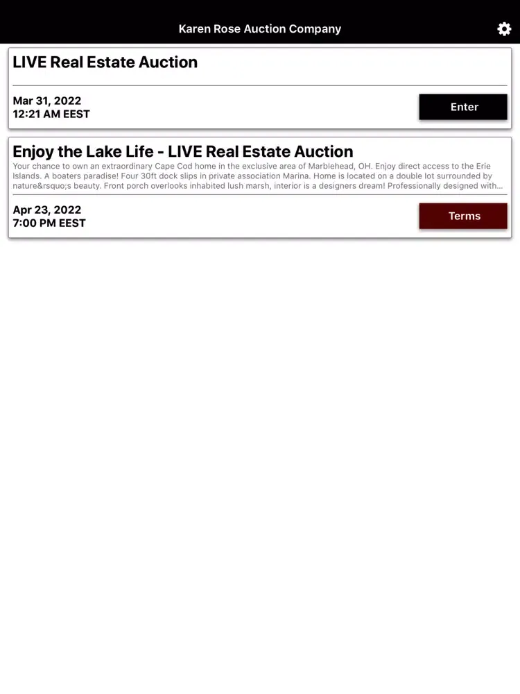 Capturas de pantalla de Karen Rose Auction iPad 