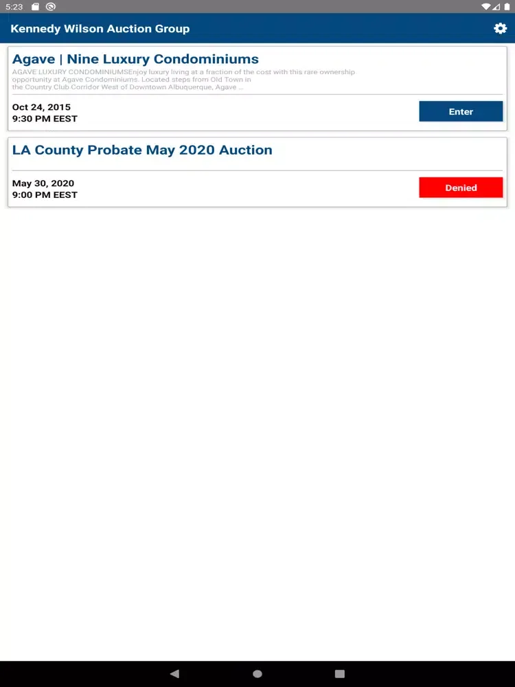 Captures d'écran de Kennedy Wilson Auction iPad 