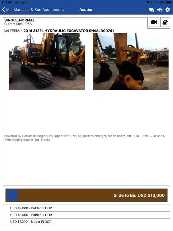 Manasse Auctioneers Live iPad  Screenshots