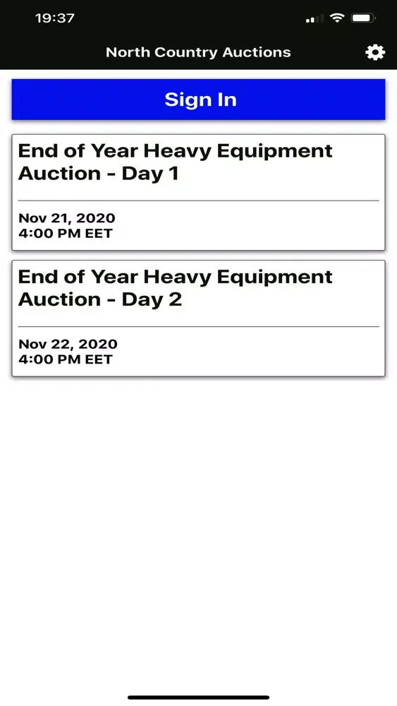 Tangkapan skrin North Country Auctions Live