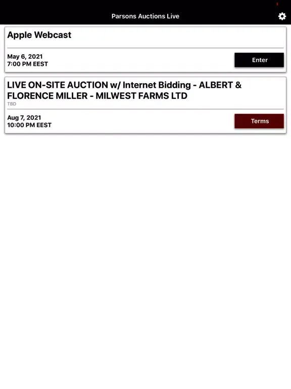 Parsons Auctions Live iPad 应用截图