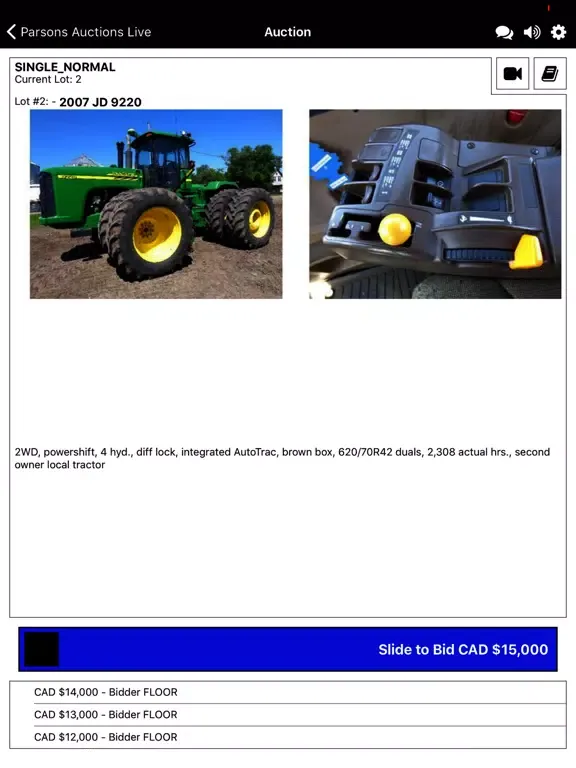 Parsons Auctions Live iPad 应用截图