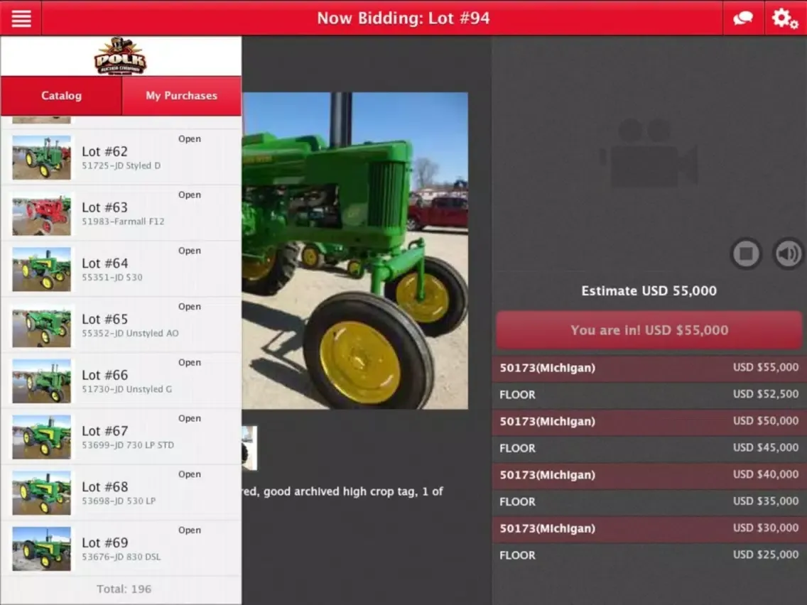 Capturas de tela do Polk Auction Bidding Ap iPad 