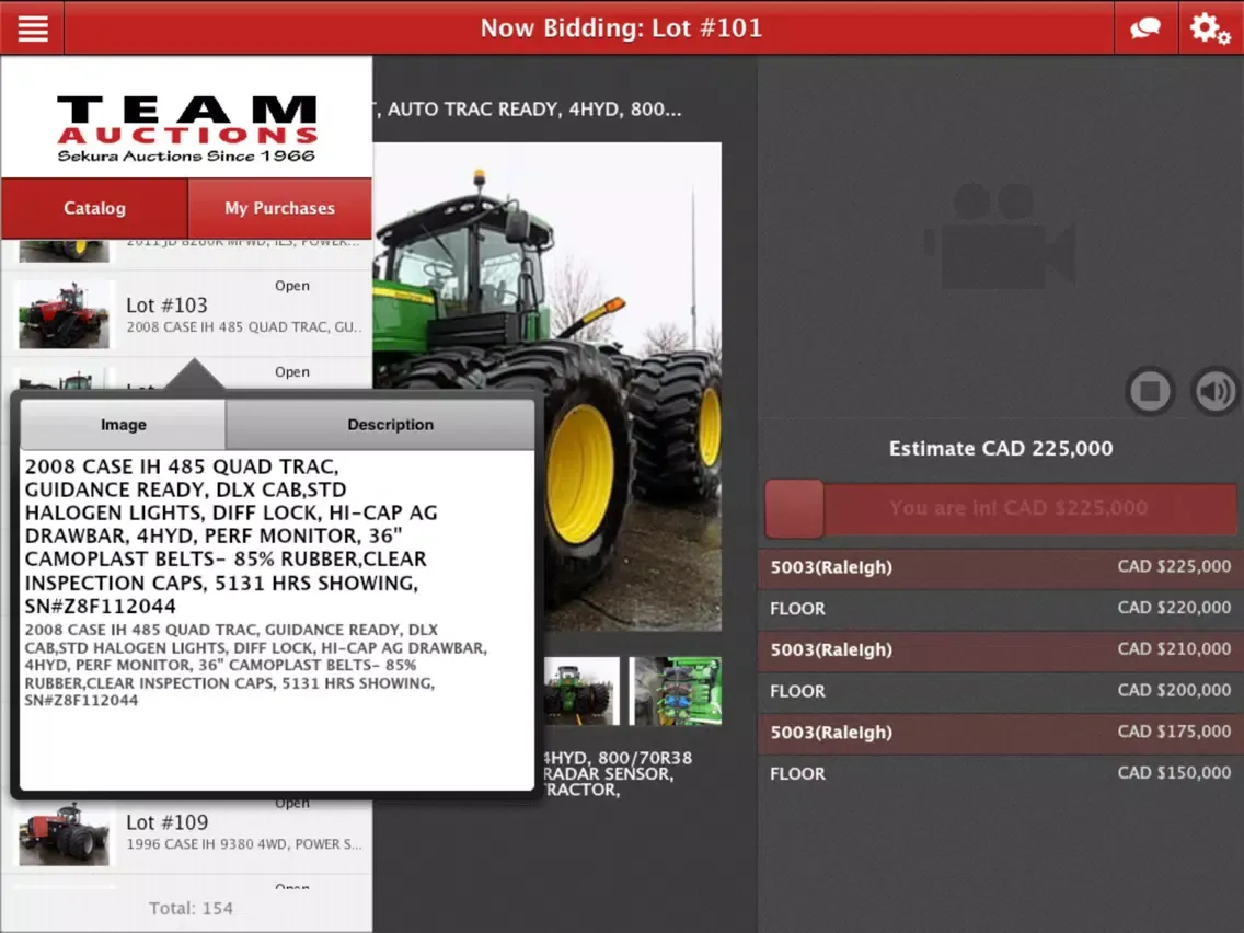Capturas de tela do Team Sekura Auctions Live iPad 