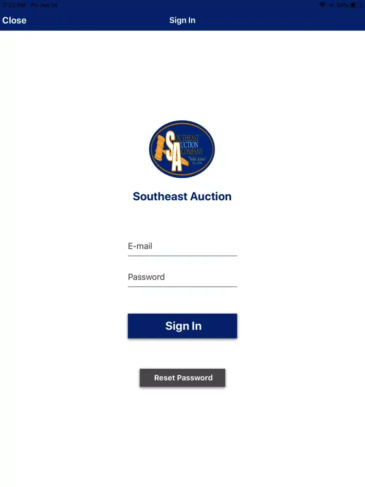 Tangkapan skrin Southeast Auction Live iPad 