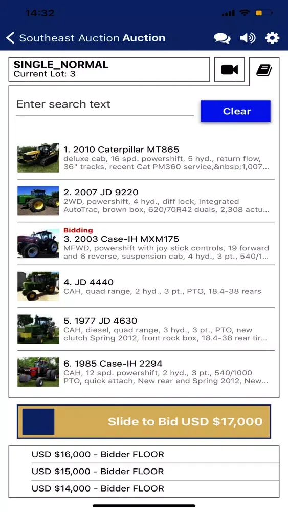 Tangkapan skrin Southeast Auction Live