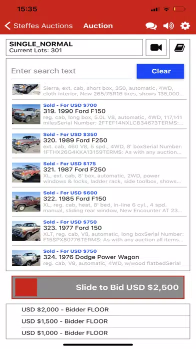 Capturas de pantalla de Steffes Bidding App
