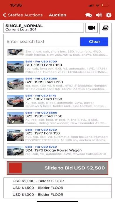 Capturas de pantalla de Steffes Bidding App