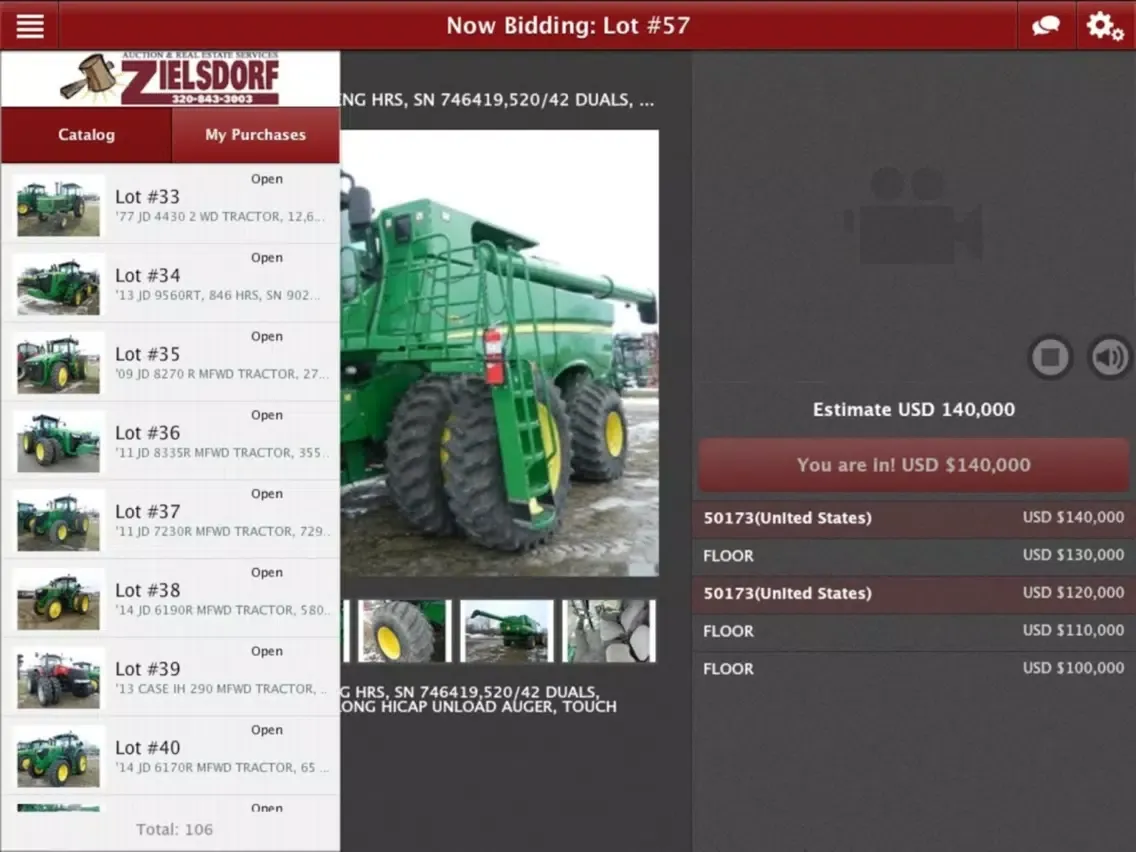 Zielsdorf Bidding App iPad Screenshots