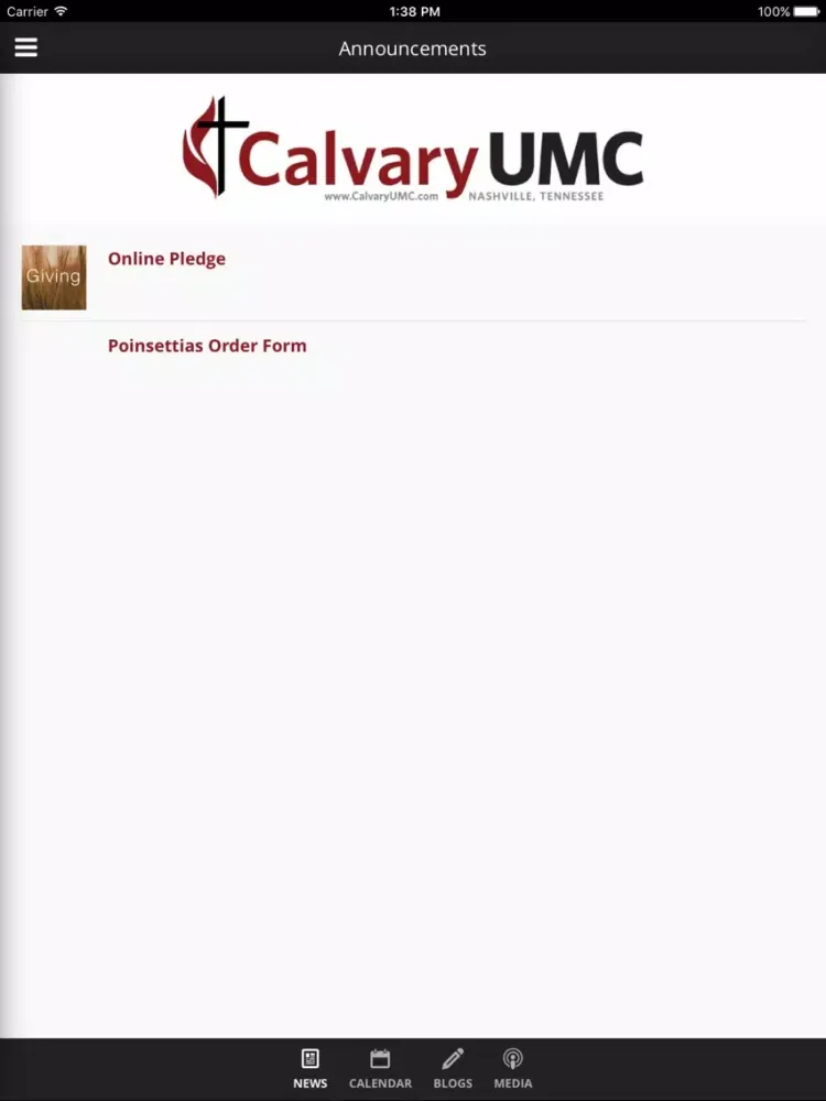 Calvary UMC - Nashville of Nashville, TN iPad  Screenshots