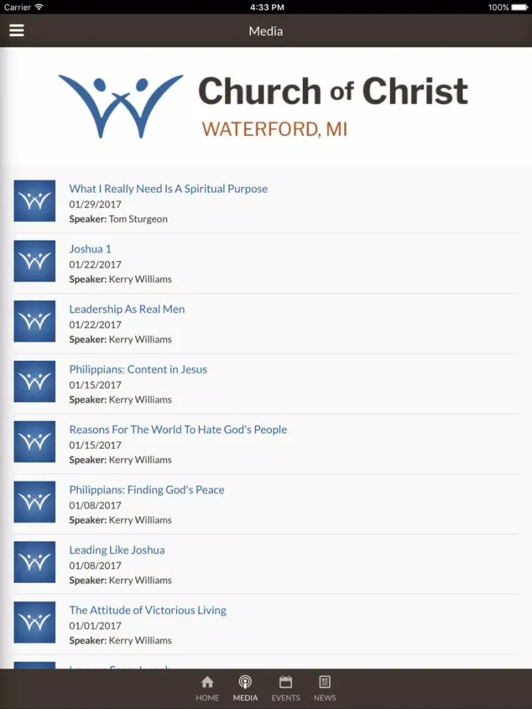 ภาพหน้าจอของ Waterford Church of Christ - Waterford, MI iPad 