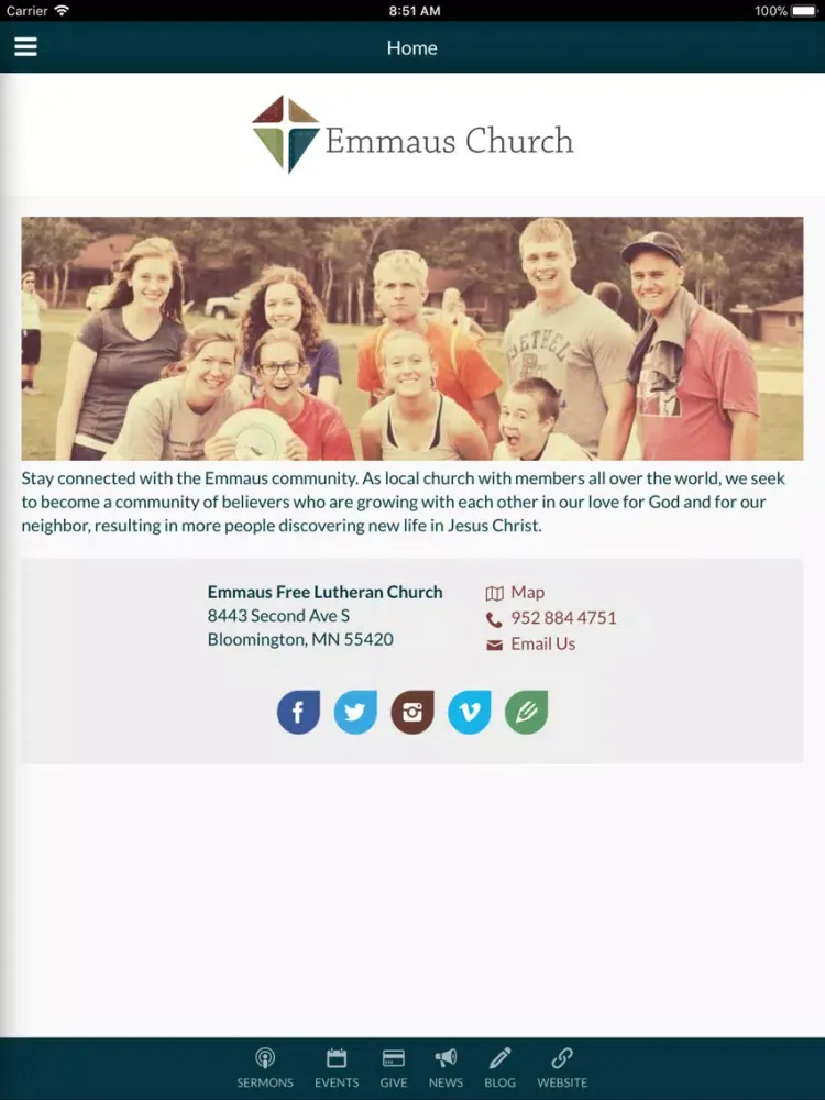 ภาพหน้าจอของ Emmaus Free Lutheran Church iPad 