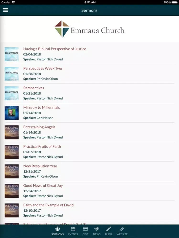 ภาพหน้าจอของ Emmaus Free Lutheran Church iPad 