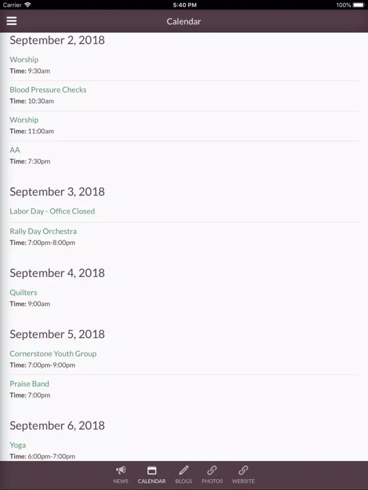 Tangkapan layar Holy Cross Lutheran Wheaton IL iPad 