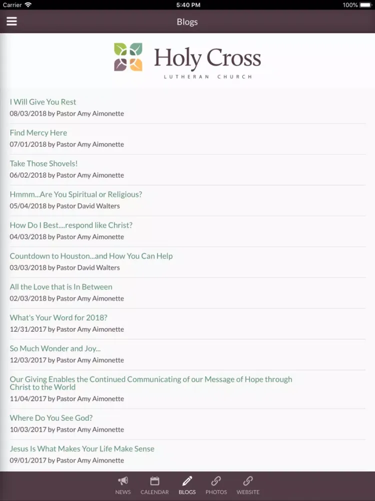 Tangkapan layar Holy Cross Lutheran Wheaton IL iPad 