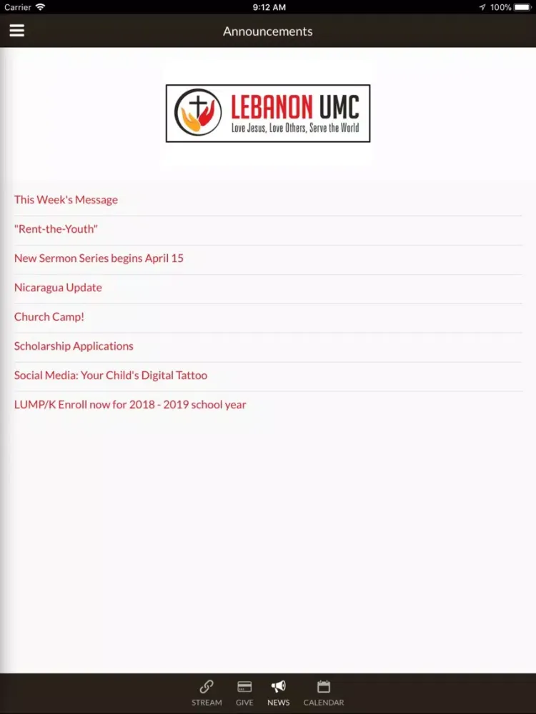 Lebanon UMC App iPad  Screenshots