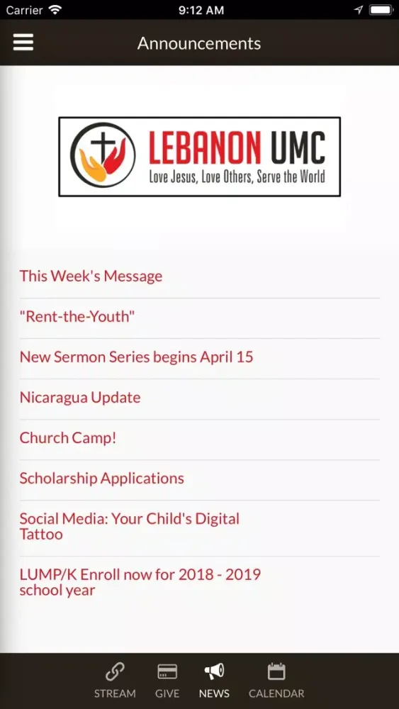 Lebanon UMC App Screenshots