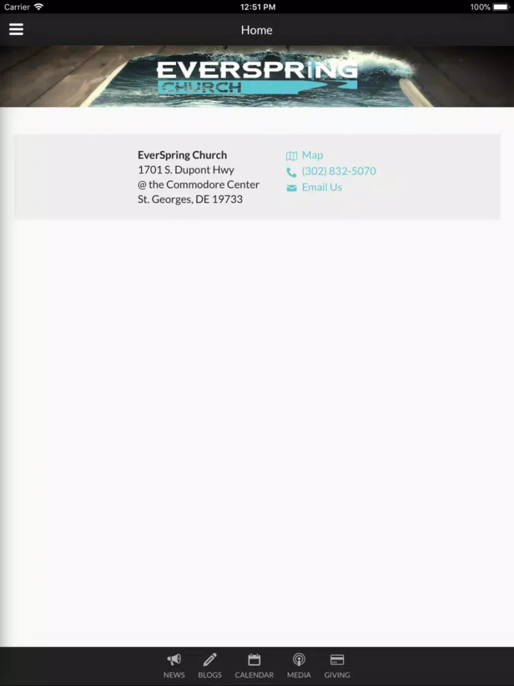 Tangkapan skrin EverSpring Church iPad 