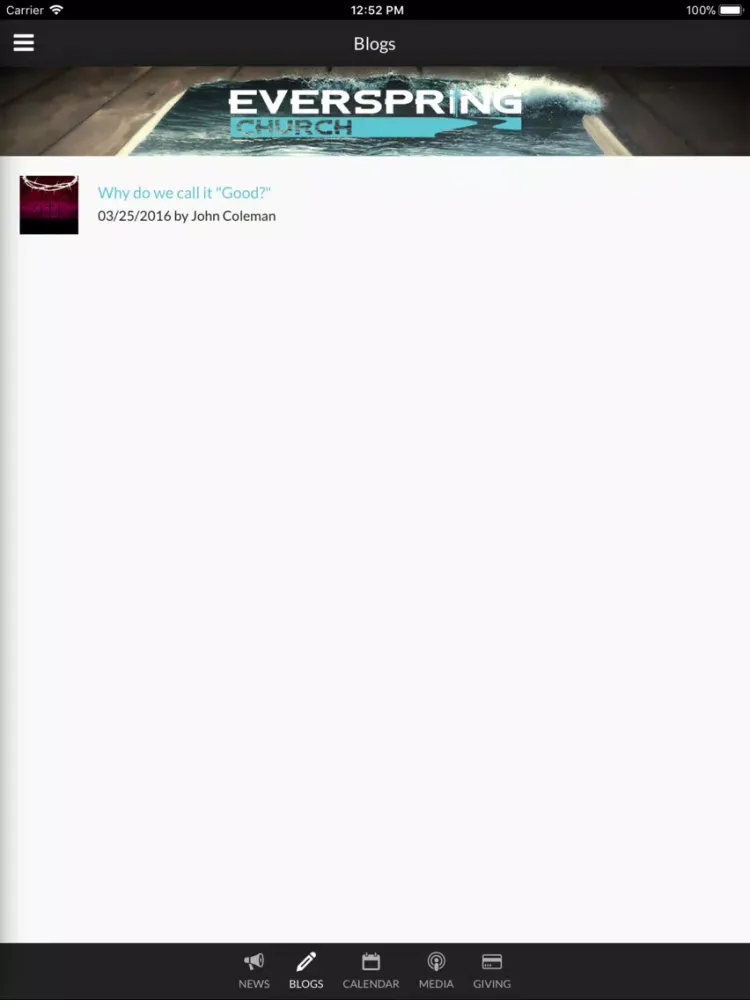 Tangkapan skrin EverSpring Church iPad 
