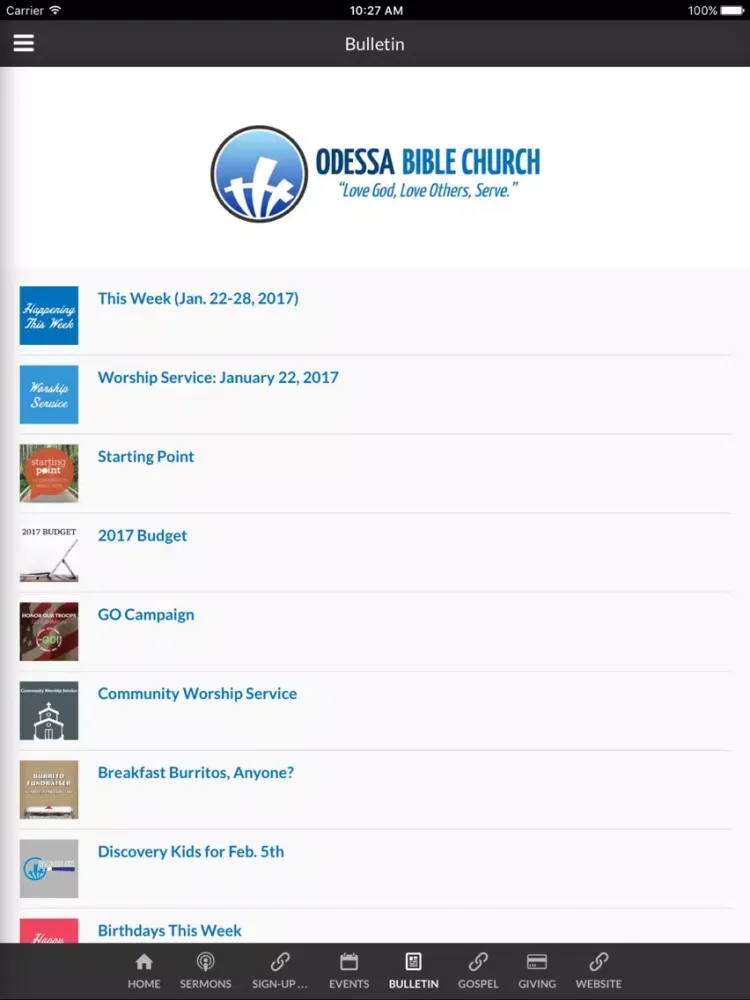 Ảnh chụp màn hình của Odessa Bible Church - Odessa, TX iPad 
