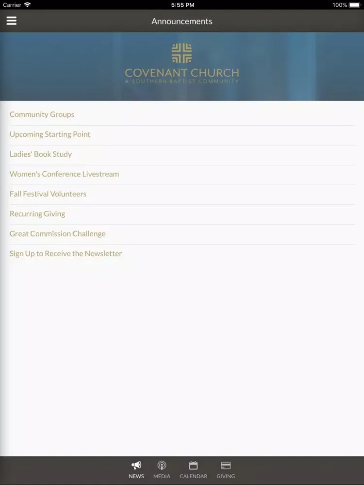 Covenant Church Siloam Springs iPad  स्क्रीनशॉट